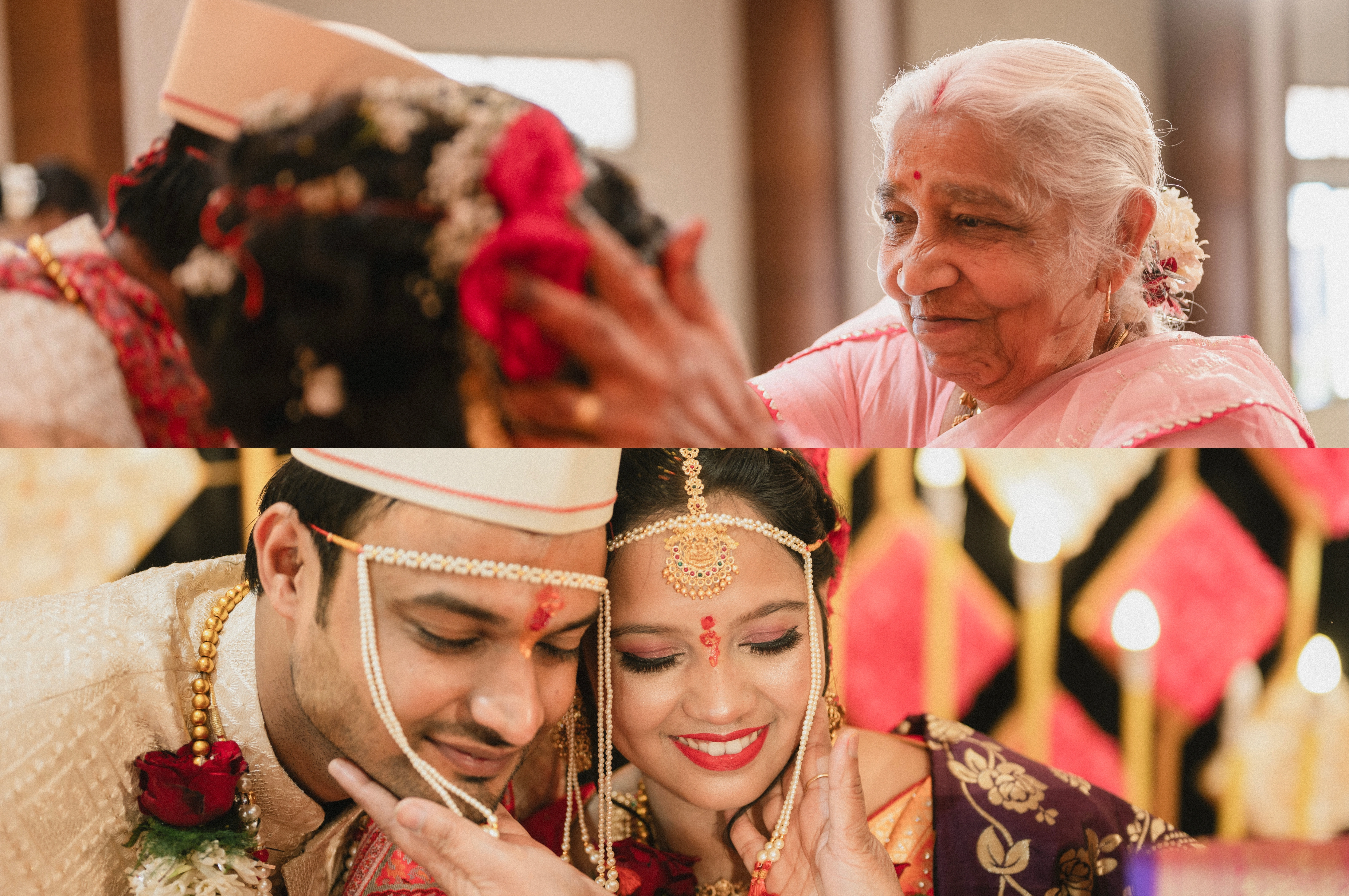 A lively Indian wedding ceremony, highlighting cultural traditions, elaborate decorations, and the happiness of the attendees.